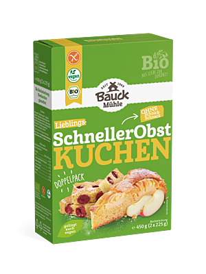 Schneller Obstkuchen Bio glutenfrei 2 x 225 g