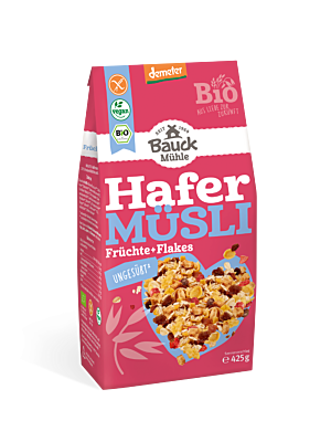 Hafer Müsli Früchte+Flakes Demeter glutenfrei
