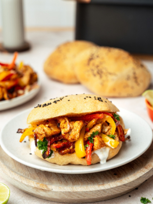 Airfryer H&auml;hnchen Fajita im Fladenbrot