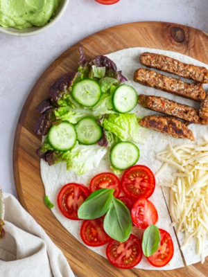 Gefalteter Wrap mit Hafer BBQ Burger