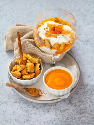 Pfirsich-Kaiserschmarrn-Schichtdessert