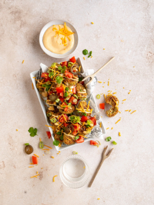 Loaded Gemüsenuggets mit Käsesoße