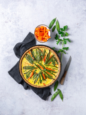 Möhren-Zuckerschoten Quiche