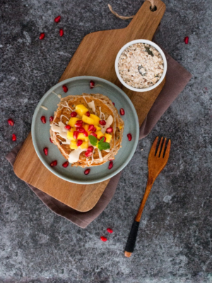 Vegane Hot Hafer Pancakes mit Mango