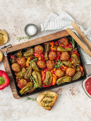 Chorizo Bällchen mit Paprikagemüse