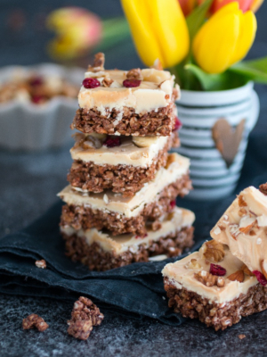 No-bake-Erdnuss-Hafercrunch-Schnitten
