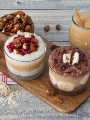 Geschichteter Apfel-Birnen-Milchreis