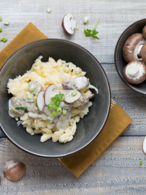 Glutenfreie Spätzle mit Pilzrahmsauce