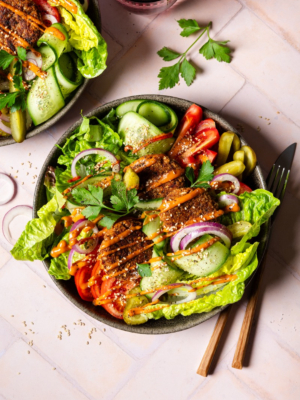 Vegane Burgerbowl ohne Brot